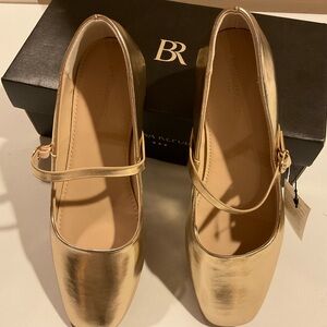Vegan Leather Maryjane Ballet Flat - Pale Gold